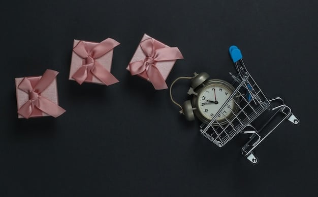 A person looking anxiously at a timer, surrounded by piles of online shopping tabs, symbolizing the time wasted searching for deals on price comparison tools.