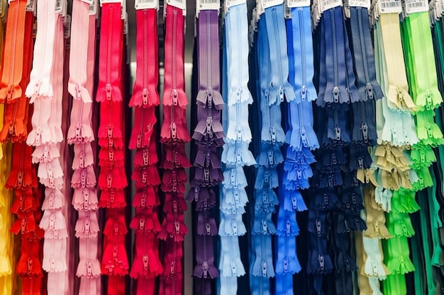 A close-up shot of a rack of brightly colored spring dresses in a department store. A prominent 