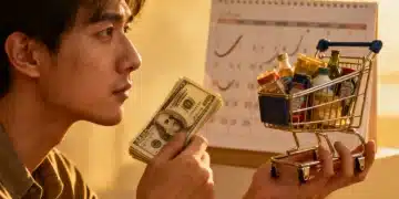 Person contemplating spending with $100 challenge in mind