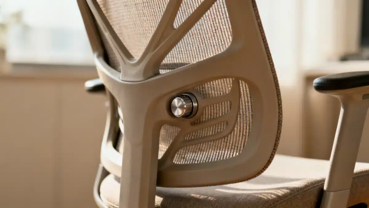 Adjustable lumbar support on an ergonomic chair