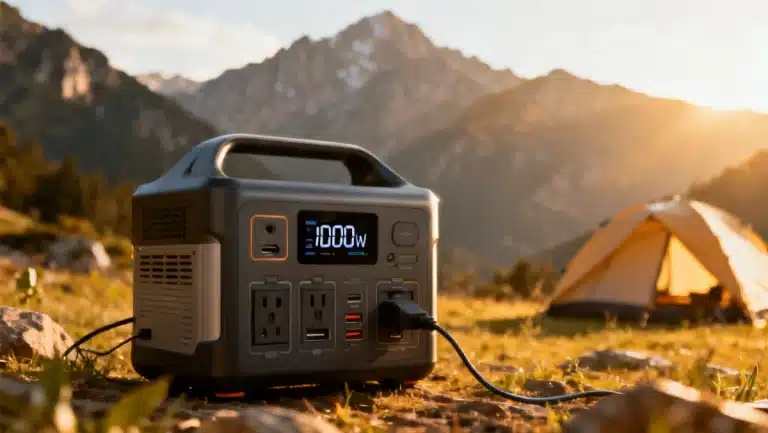 Cutting-edge portable power station 1000W output for outdoor adventures.