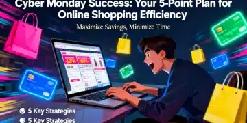 Person efficiently shopping online for Cyber Monday deals