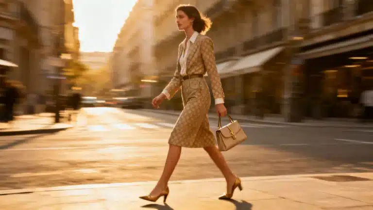 Stylish woman showcasing designer looks for less with budget-friendly dupes