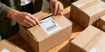 Efficiently packaging an item for return, symbolizing mastering online returns