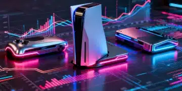 Futuristic gaming consoles with performance graphs, illustrating Decoding the Latest Gaming Consoles: 3 Performance Benchmarks You Need to See.