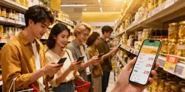 Shoppers actively comparing prices, embodying the concept of mastering price matching for savings.