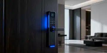 Modern smart door lock enhancing home security and reducing insurance premiums by 5 percent
