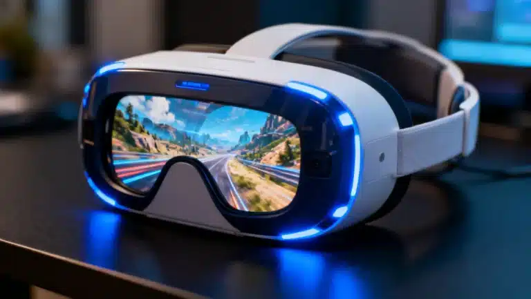 Modern VR headset showcasing immersive virtual reality experience