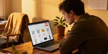 Woman checking digital shopping cart to avoid buyer's remorse