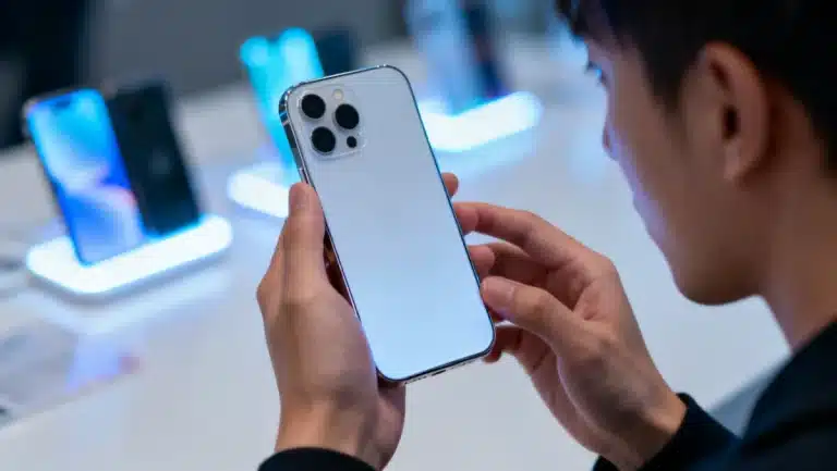 Hands holding a new smartphone, symbolizing pre-order tech releases and early access.