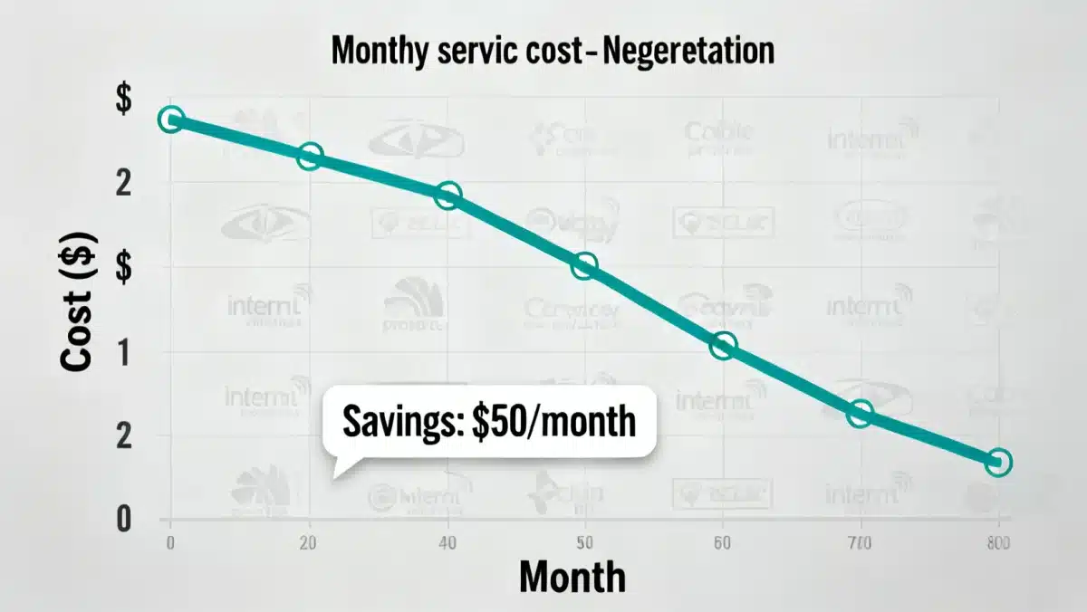Graph illustrating reduced monthly bills after negotiating internet and cable services