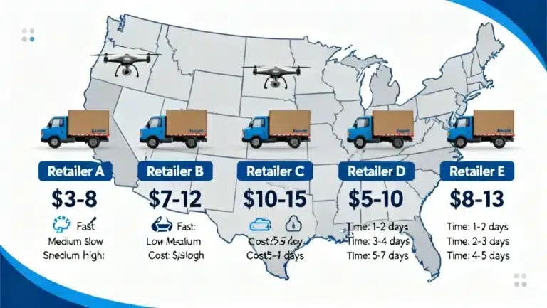 Comparing Shipping Options cost and delivery time breakdown for major retailers