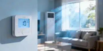 Smart thermostat displaying cool temperature for summer cooling efficiency
