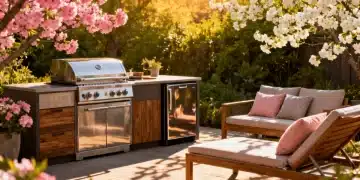 Modern outdoor patio with spring appliances for enhanced living