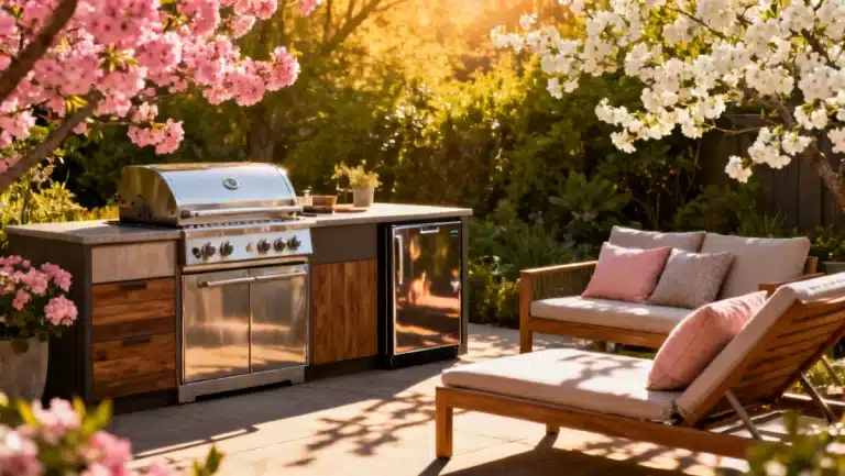 Modern outdoor patio with spring appliances for enhanced living